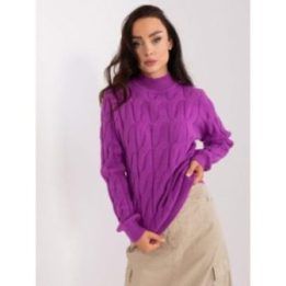 Violetinis megztinis su pynimo raštu