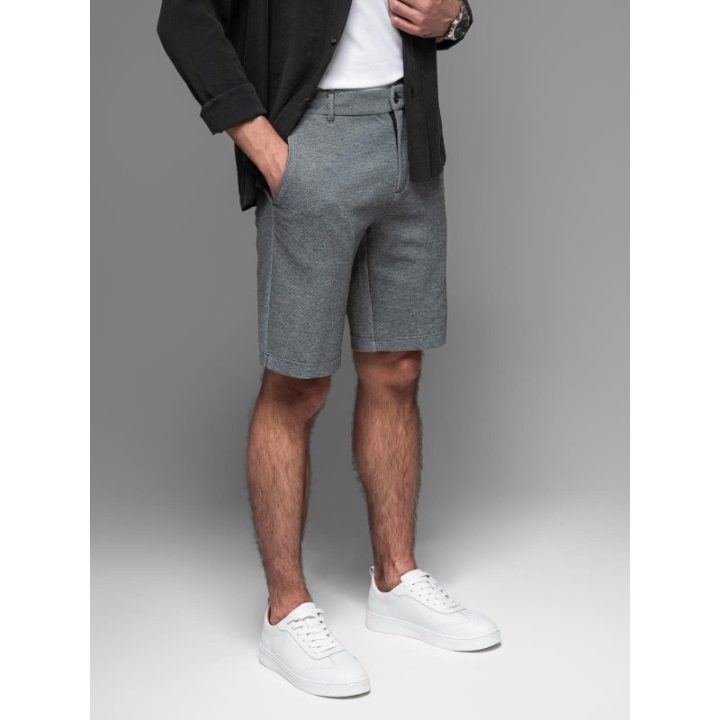 Vyriški pilki slim fit šortai iki kelių