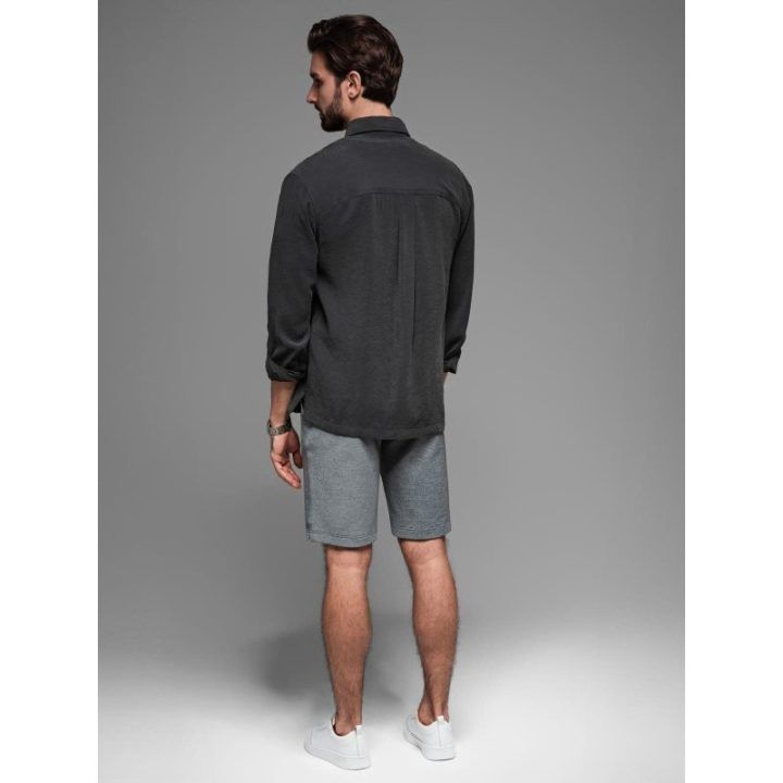 Vyriški pilki slim fit šortai iki kelių