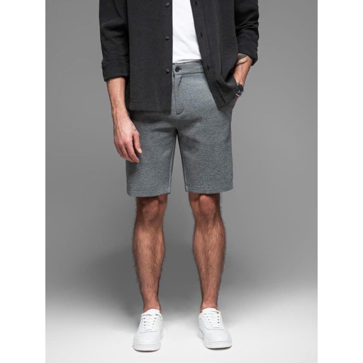 Vyriški pilki slim fit šortai iki kelių