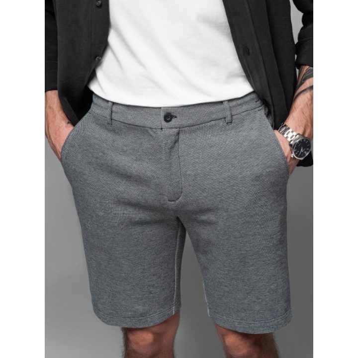 Vyriški pilki slim fit šortai iki kelių