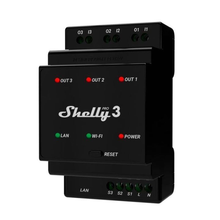 Shelly Pro 3 išmanusis relės jungiklis, 3 kanalai