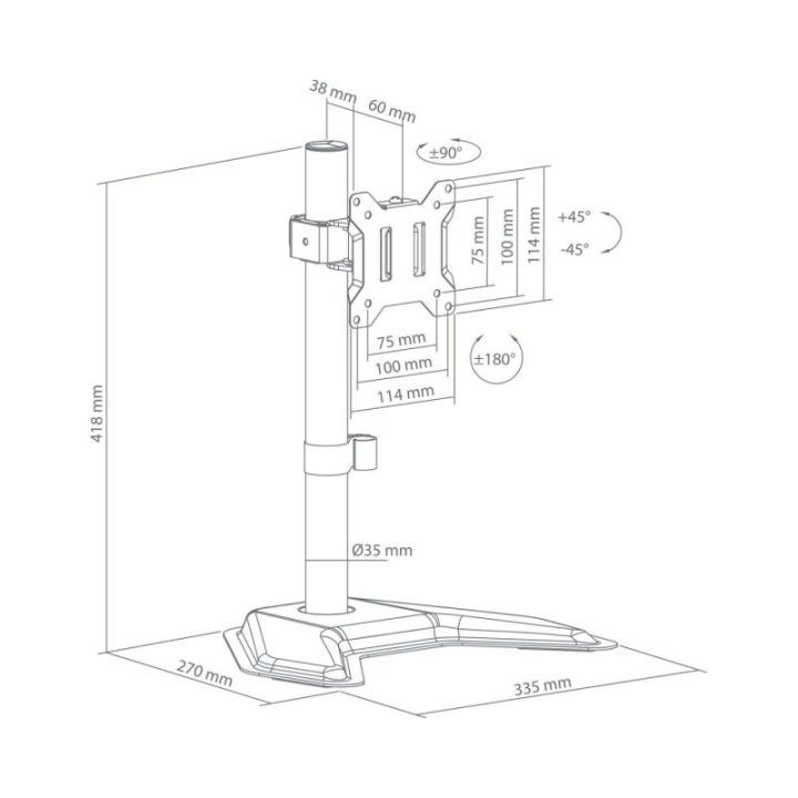 Televizoriaus laikiklis Sbox LCD-F012-3, juodas