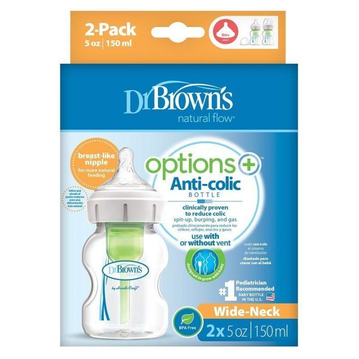 Dr.Browns WB52600 Buteliukas su plačiu kakleliu 150 ml PP OPTIONS PLUS 2 PAK