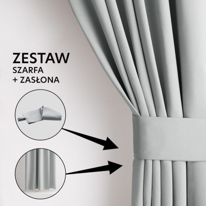 Užuolaida su žiedais šviesiai pilkos spalvos blackout tipo