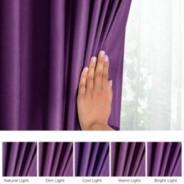 Aksominė užuolaida su kilpomis AmeliaHome 140 × 270 cm, violetinė