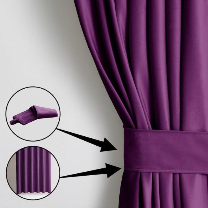 Aksominė užuolaida su kilpomis AmeliaHome 140 × 270 cm, violetinė