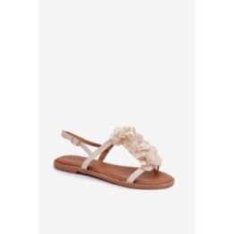 Smėlio spalvos basutės su gėlėmis Step in style