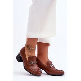 Aukštakulniai bateliai rudi odiniai su sagtimi Ideal Shoes