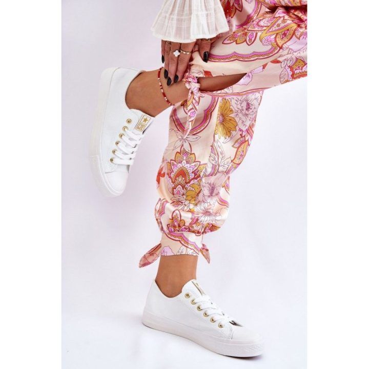 Klasikiniai sportbačiai, balti ir auksiniai Ecoma