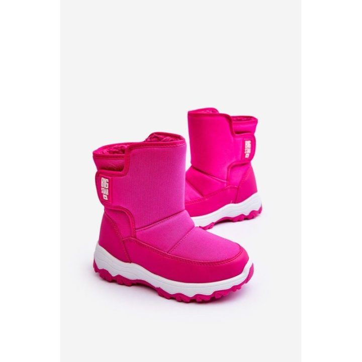 Vilnoniai nėriniuoti sniego batai su raišteliais Pink Big Star MM374121