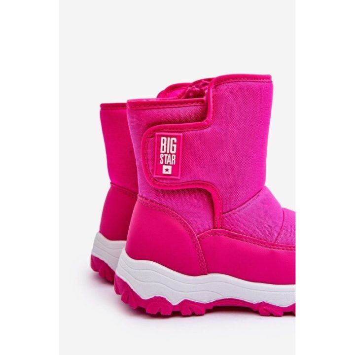 Vilnoniai nėriniuoti sniego batai su raišteliais Pink Big Star MM374121
