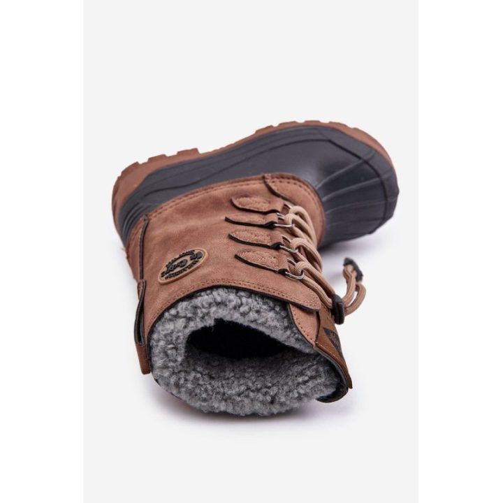 Aukšti šilti žieminiai sniego batai su raišteliais rudos spalvos Lee Cooper