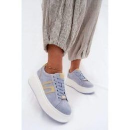Šviesiai mėlyni platforminiai sportbačiai Step in style