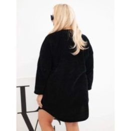 Moteriška Plus Size štruksinė suknelė, juodos spalvos