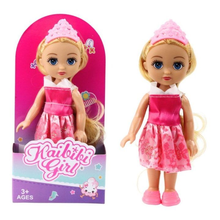 Lėlytė princesė su karūna ir suknele, 17 cm, įvairi