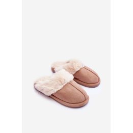 Moteriškos šlepetės su kailiu Smėlio spalvos Pinky BSB27294