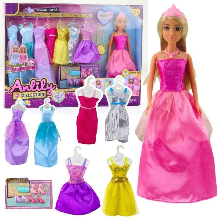 Lėlė Anlily Collection su 8 suknelėmis ir aksesuarais, 17 vnt