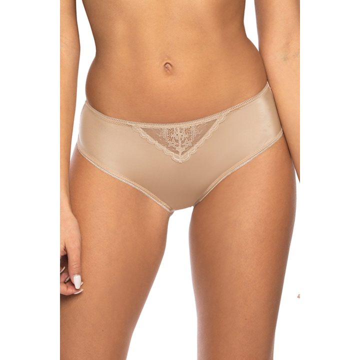 Smėlio spalvos moteriškos kelnaitės su nėriniais Mat