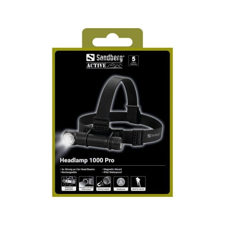 Sandberg Headlamp 1000 Pro įkraunamas žibintuvėlis