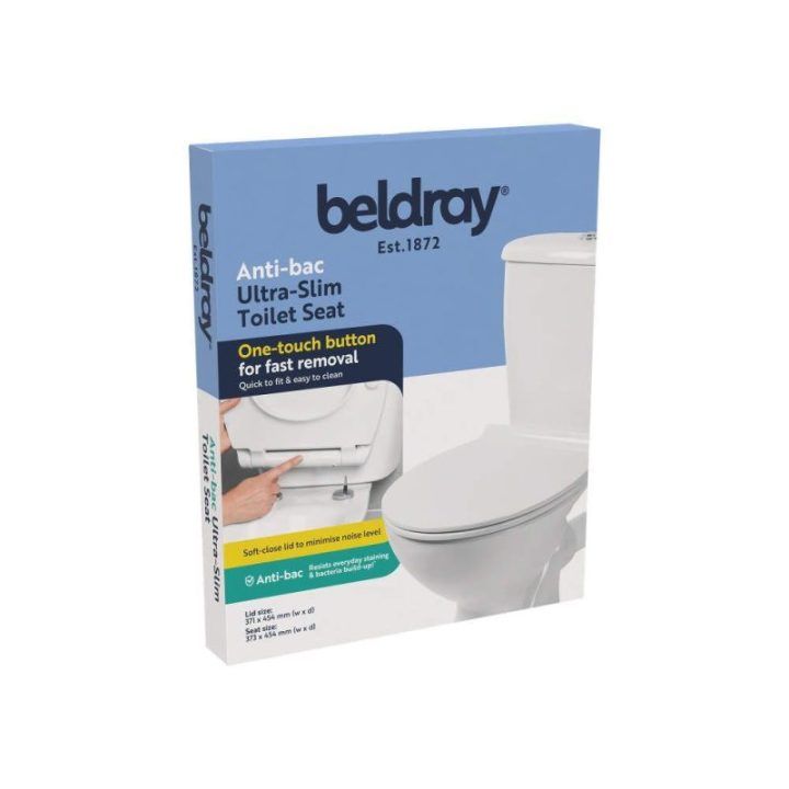 Beldray Anti-bac itin plona D formos klozeto sėdynė, balta