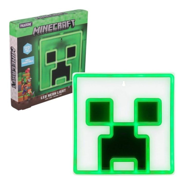 Paladone Minecraft Creeper prie sienos tvirtinamas LED neoninis šviestuvas, 25 cm