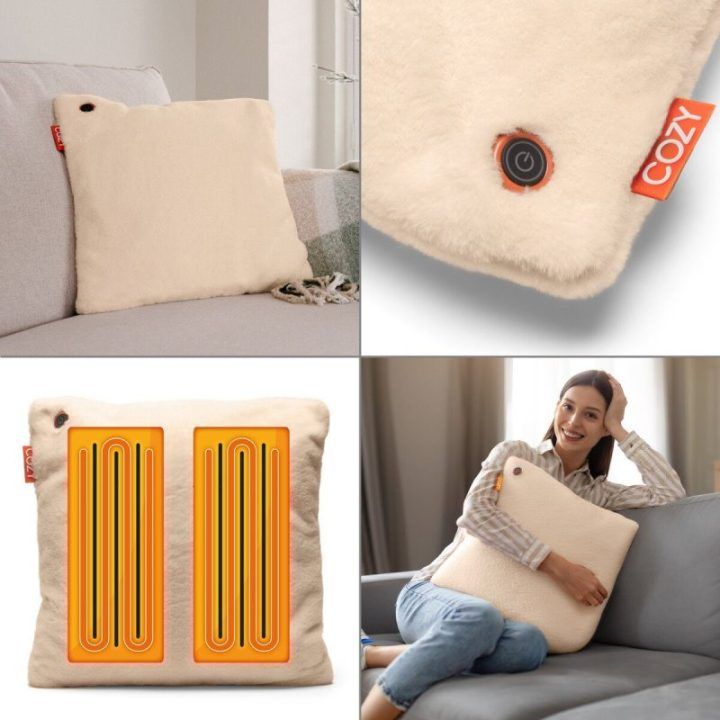 Bodi-Tek COZY Una šildoma komforto pagalvėlė su 10000 mAh išorine baterija, smėlio spalvos