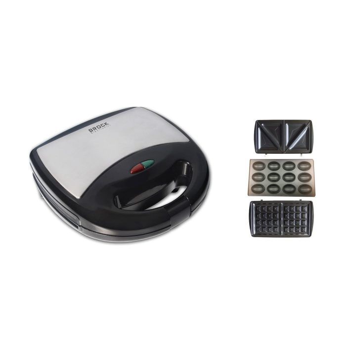 Brock SSM 2004 SS 3in1 sumuštinių, vaflių ir riešutėlių kepimo aparatas, 750 W, juodas / plieninis