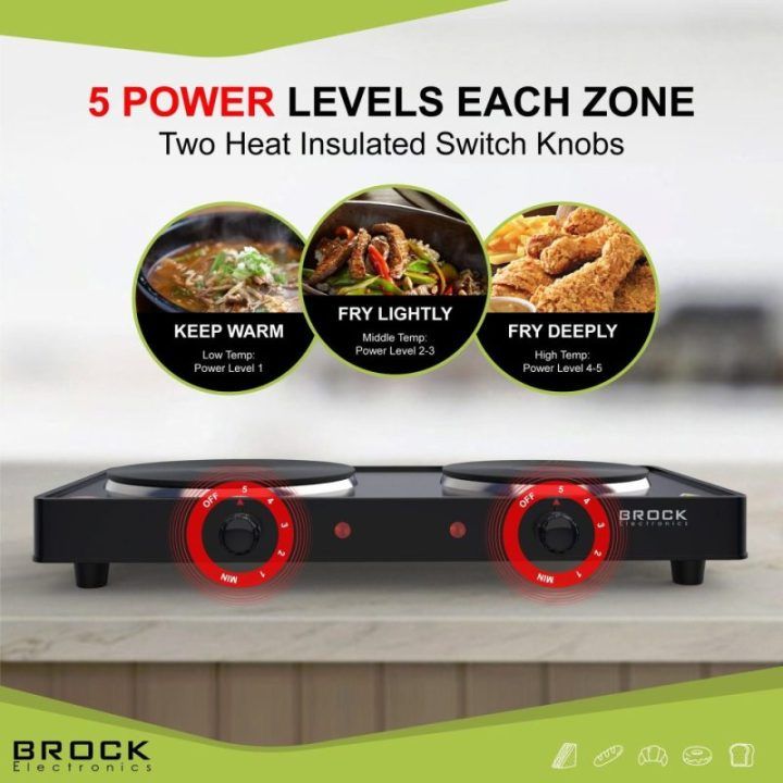 Brock EP 200 BK dviejų kaitviečių elektrinė kaitlentė, juoda