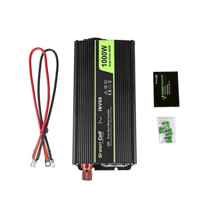 12V–230V įtampos keitiklis Green Cell INV09, grynos sinusoidės