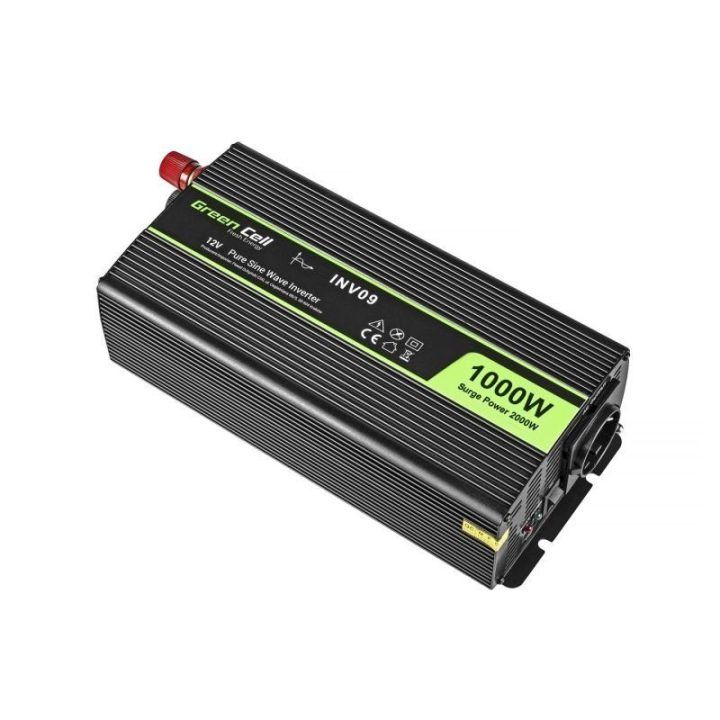 12V–230V įtampos keitiklis Green Cell INV09, grynos sinusoidės