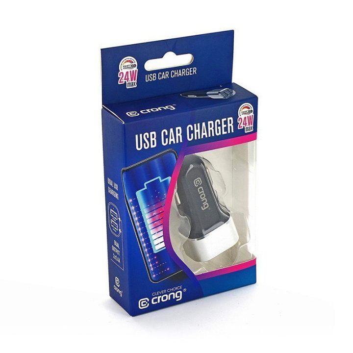 Automobilinis įkroviklis Crong Power 24W, 2×USB