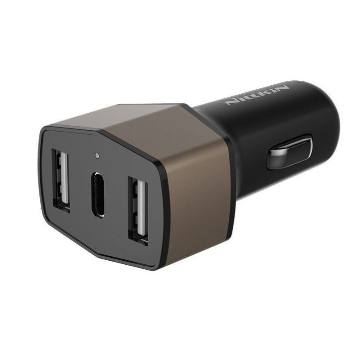 Nillkin Celerity automobilinis įkroviklis USB-A + USB-C, 32 W, auksinis