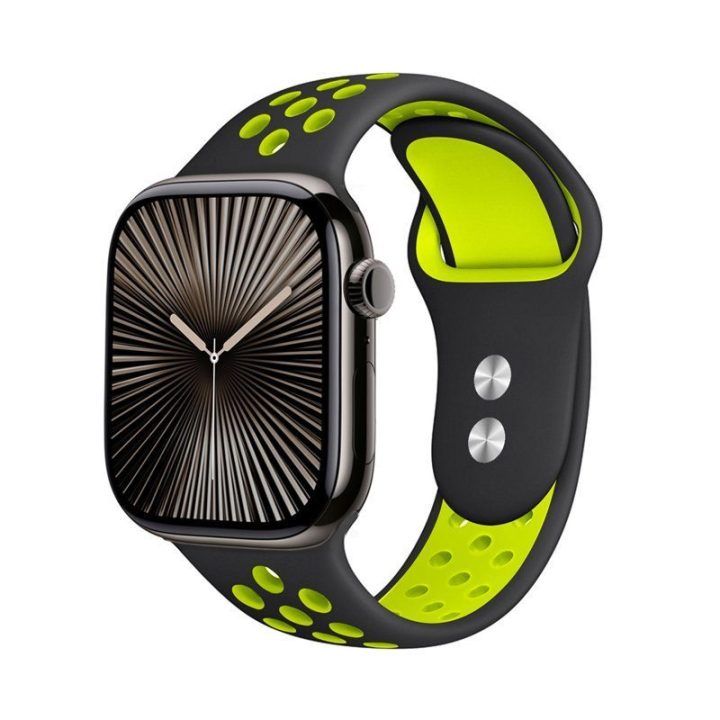 Apple Watch dirželis Crong Duo Sport, juoda/žalia