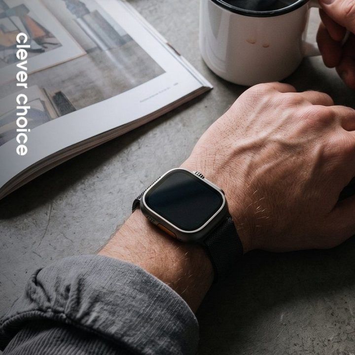 Nerūdijančio plieno dirželis Apple Watch 38/40/41/42 mm, juodas