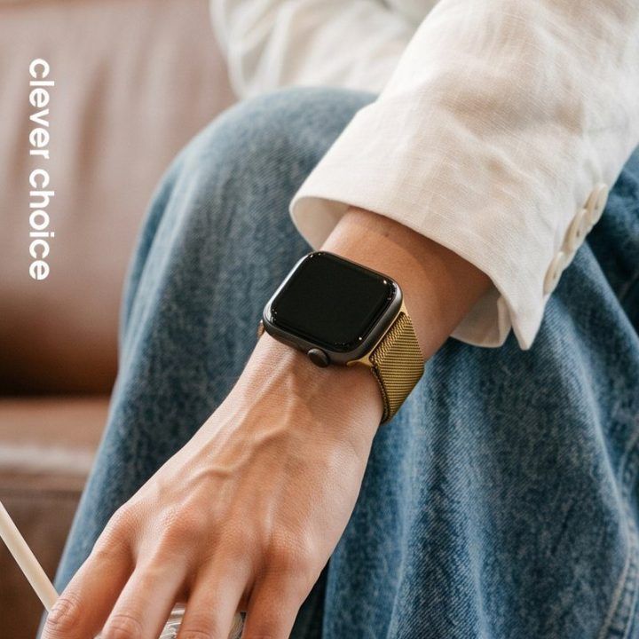 Apple Watch dirželis iš nerūdijančio plieno, auksinis, Crong Milano Steel