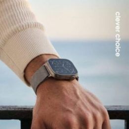 Laikrodžio dirželis Crong Milano Steel iš nerūdijančio plieno Apple Watch, sidabro spalvos