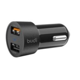 Automobilinis įkroviklis Budi QC 3.0 / 2 USB, juodas