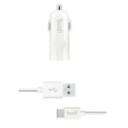 USB automobilinis įkroviklis su LED indikatoriumi ir USB-C laidu