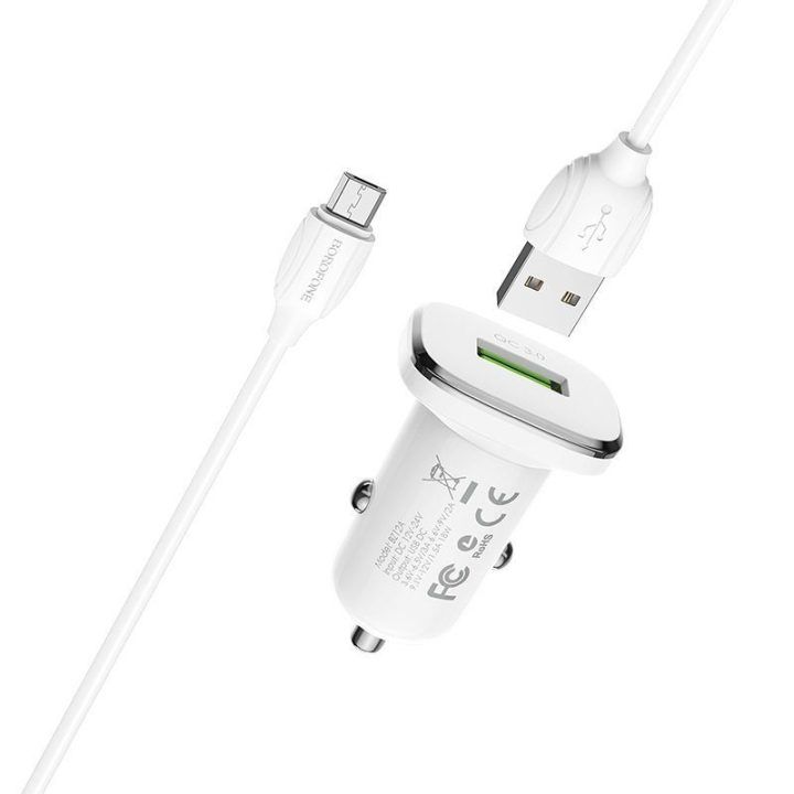 Automobilinis įkroviklis Borofone 18 W su BX19 laidu