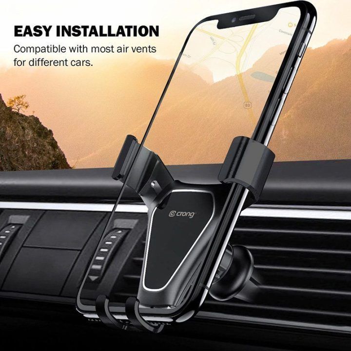 Automobilinis laikiklis Crong Gravity Auto-Clip, juodas