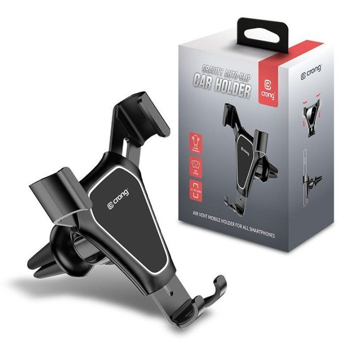 Automobilinis laikiklis Crong Gravity Auto-Clip, juodas