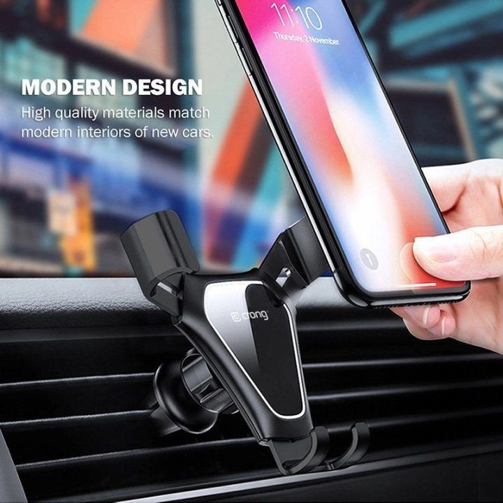 Automobilinis laikiklis Crong Gravity Auto-Clip, juodas