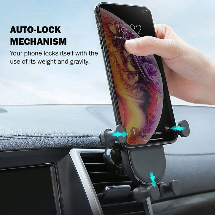Automobilinis laikiklis Crong Gravity Auto-Lock, juodas