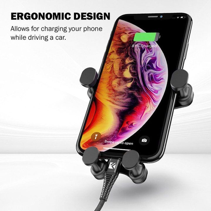 Automobilinis laikiklis Crong Gravity Auto-Lock, juodas