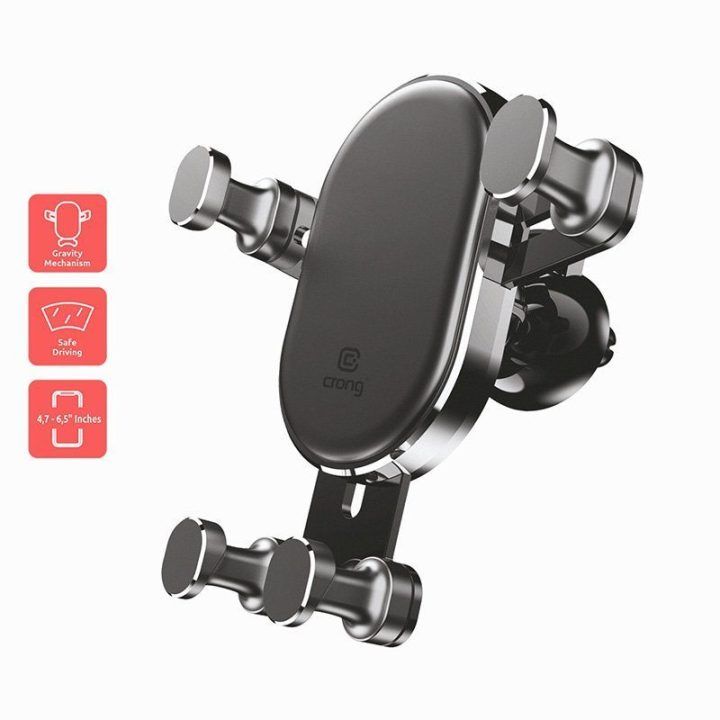 Automobilinis laikiklis Crong Gravity Auto-Lock, juodas