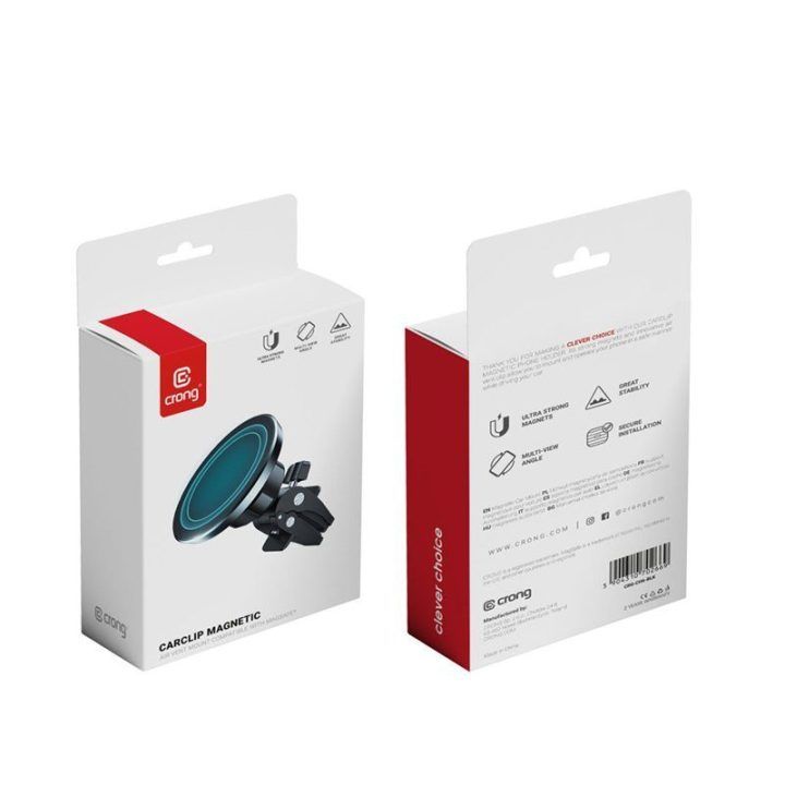 Magnetinis automobilinis laikiklis Crong Carclip Magnetic, juodas