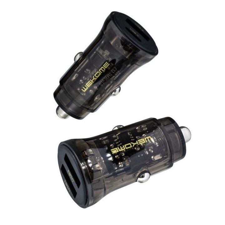 Automobilinis įkroviklis WEKOME WP-C40, 2 USB, 15 W, permatomas