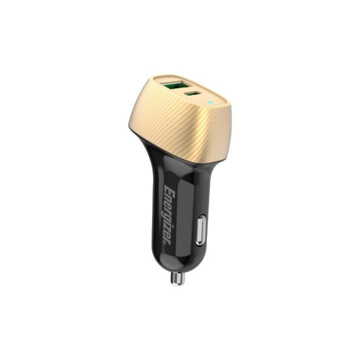 Automobilinis įkroviklis Energizer Ultimate USB-C ir USB-A, 38 W, auksinės/juodos spalvos