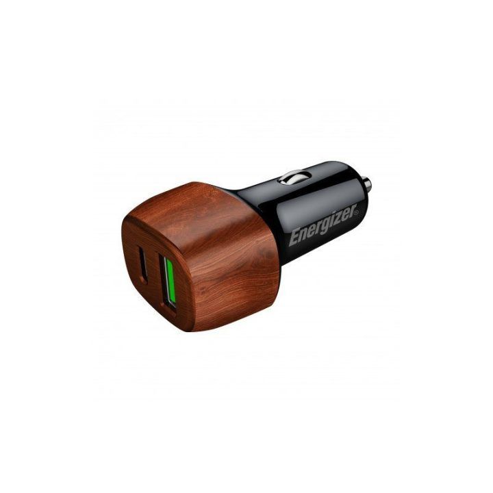 Automobilinis įkroviklis Energizer Ultimate USB-C ir USB-A 38 W, riešutmedžio
